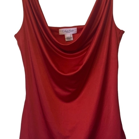CALVIN KLEIN Petites Ruby Red Knit Satin Tank Size Small Petite - Picture 2 of 6